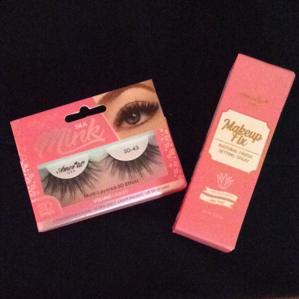 Silk Mink lashes and Makeup Fix setting spray.